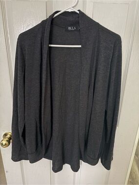 JKLA Open-Front Charcoal Gray Cardigan